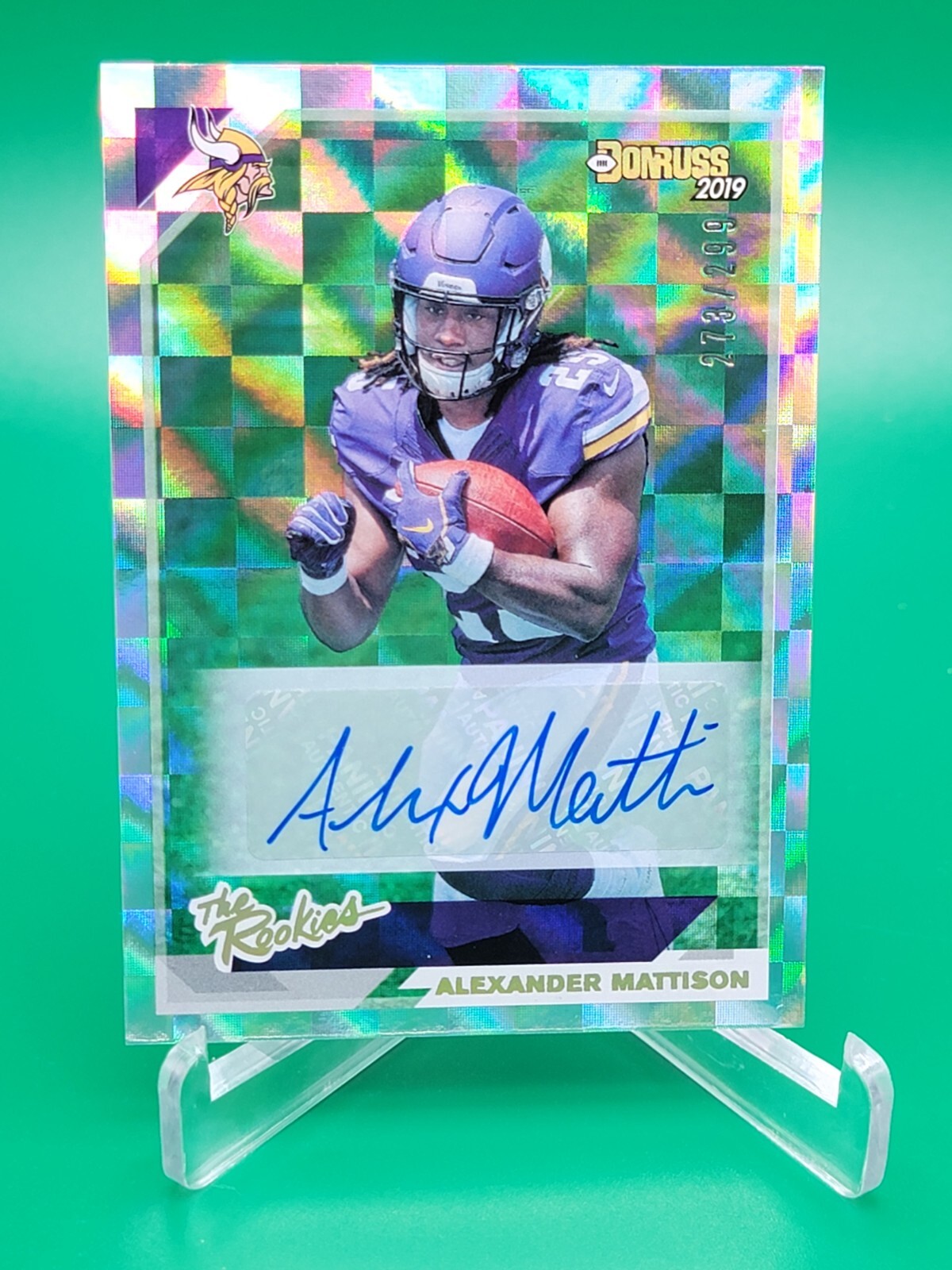 Alexander Mattison 2019 Donruss The Rookies #TR-31 Autograph RC Card 273/299