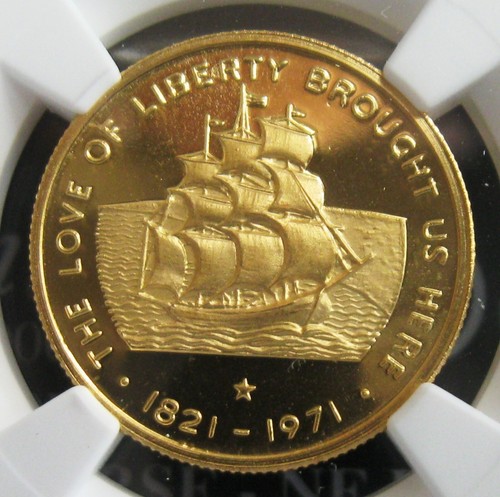 1971 - 1972 Liberia 5 Dollars Gold NGC PF69 Ultra Cameo Very Rare Gem! TOP POP! - Picture 2 of 3
