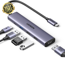Revodok 105 USB-C Hub 5-in-1 4K HDMI 100W PD 3 USB Ports for MacBook iPad iPhone
