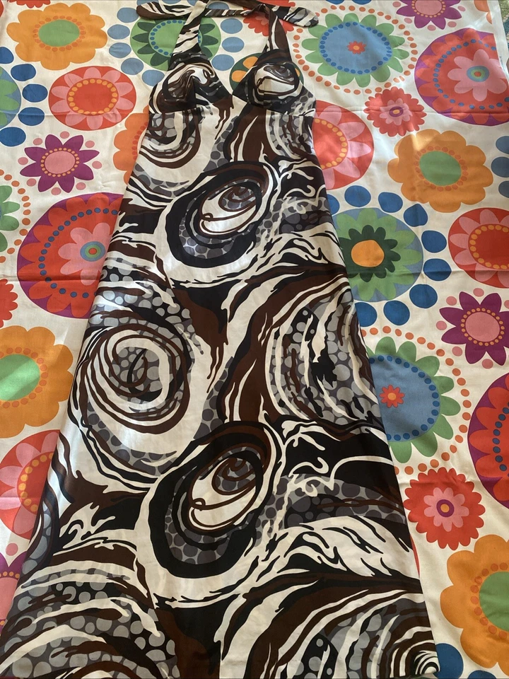 Vestido Hawaiano Vintage Pinup Halter Mod Disco Remolino Playa Retro Abstracto Raro Foto 4 de 4