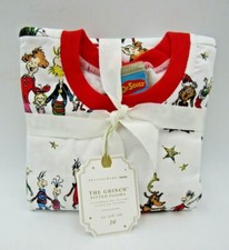 Pottery Barn Teen Holiday Grinch Fitted Pajamas Set Red Multi Large Sz 16 9989
