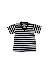Medium Black & White Striped V-Neck T-Shirt #8587
