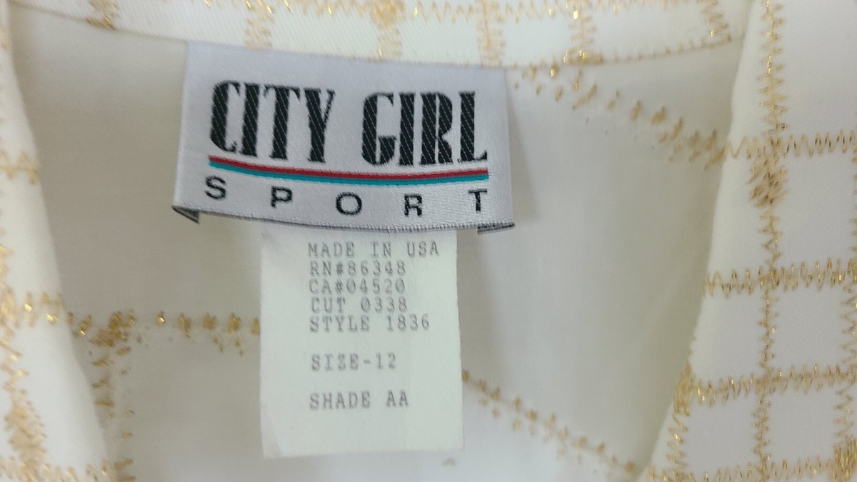Vintage City Girl Sport Women's White/Gold Embroidered Studded