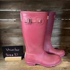 Womens Hunter Original Tall Maroon Pull On Waterproof Rain Boots Size 6 M GUC