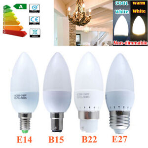 6/12X E27 E14 3W=35Watt SMD LED Candle Chandelier Light Bulb Lamp Day/Warm White