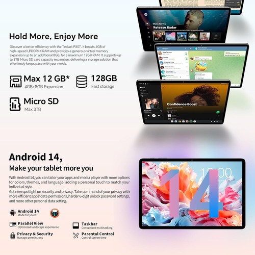 Tablet TECLAST P30T Android 14 - 10.1" IPS, Allwinner A523 10GB RAM 128GB ROM - Imagen 2 de 6