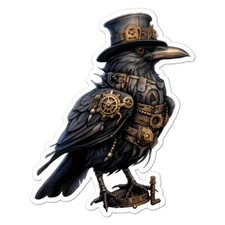 Steampunk Crow Raven, Vinyl Decal Sticker, Indoor Outdoor, 3 Sizes, #11127