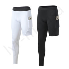Men's Gym Trousers Running Tights Boy Basketball Sports One Leg Pant With Pocket