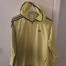 Adidas Track Jacket L Light Green Full Zip Hooded Lightweight Lined EUC