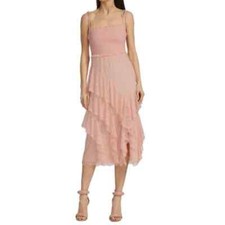 Alice + Olivia Pink Jocelyn Ruffle Midi Dress NWT Size 8