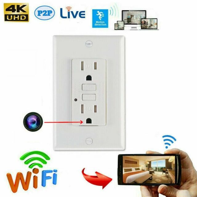HD 4K/2K/1080P IP WIFI Secure & SAFE Camera GFCI AC Receptacle Wall Outlet!