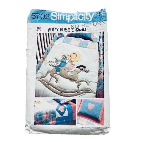 Sewing Pattern Simplicity 6702; ©1974; Holly Hobbie Pillowcase and Quilt CUT