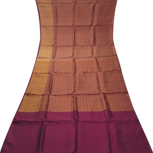 Remanente de sari tejido a mano 100 % seda pura roja vintage 5YD tela artesanal chatarra de seda - Imagen 1 de 4