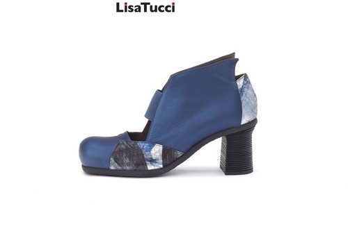 Lisa Tucci Women's Shoes Pumps Blue Metallic Leather Shoe Asuni - Picture 2 of 4