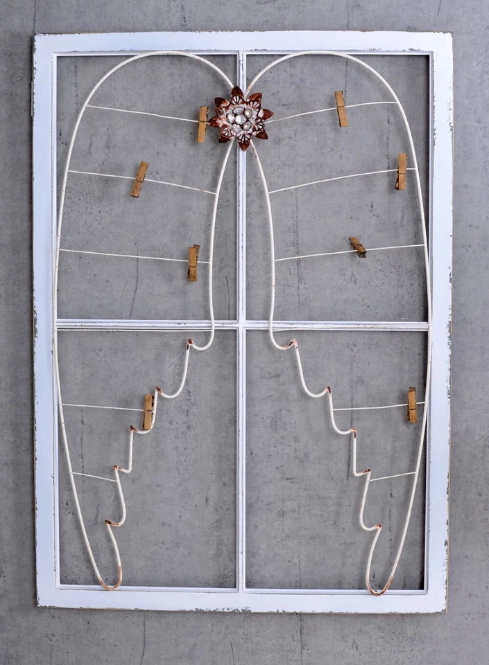 Wandboard Shabby Chic Engelsflügel Memoboard Weiss Notiztafel Bilderrahmen Antik - Bild 2 von 4