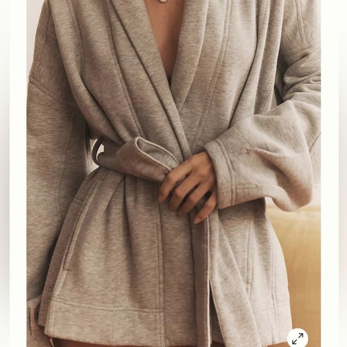 Daily Practice by Anthropologie Double Jump Wickeljacke XL Sweatshirt Morgenmantel grau - Bild 14 von 14