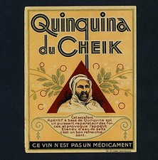 France QUINQUINA DU CHEIK Apéritif * Vintage 1910s Chromo-Litho Label / Etikett