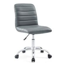 Modway Ripple Modern Vinyl Armless Mid Back Office Chair in Gray