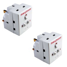 2 x Switched Surge Power Protector Adaptor Plug 3 Way 13A 3 GANG 3G Neon Led