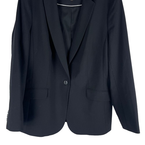 Talbots Luxe Italian Wool Blazer Jacket One Button Black Women Size 16 - Picture 4 of 8