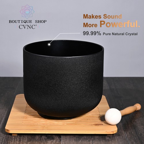 CVNC 432HZ 8" C/D/E/F/G/A/B Black Chakra Quartz Crystal Singing Bowl Sound Heal - Picture 3 of 5