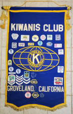 Large KIWANIS INTERNATIONAL CLUB Banner w/Patches - Groveland, California