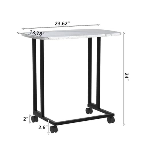 C Shaped End Table, Small Side Table for Couch, TV Tray Table with Detachable - Picture 4 of 7