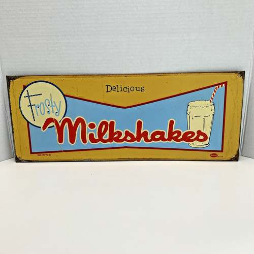 Vintage Frosty Milkshakes Steel Sign 7"x18" ~ Mummert USA