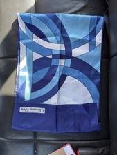 Vintage Christian Dior Blue  White Geometric Art Rectangular Scarf 43"x13"