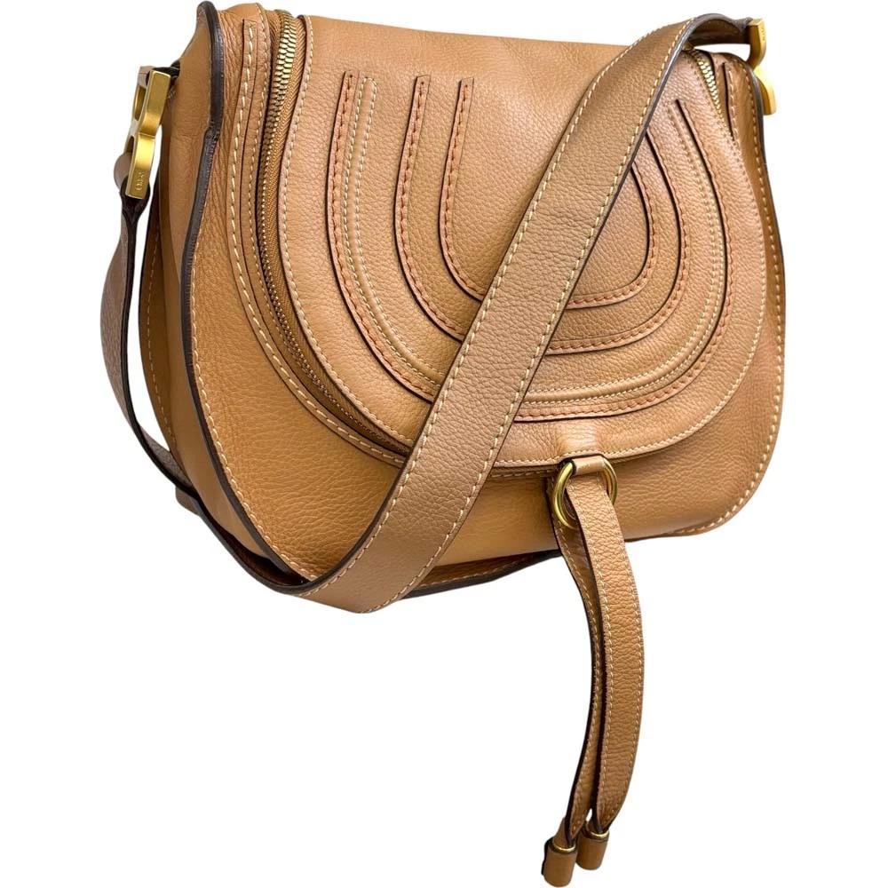Chloe — Chloe Mercy Shoulder Bag Calfskin Leather Brown Women's KNB1680 #KNB1680