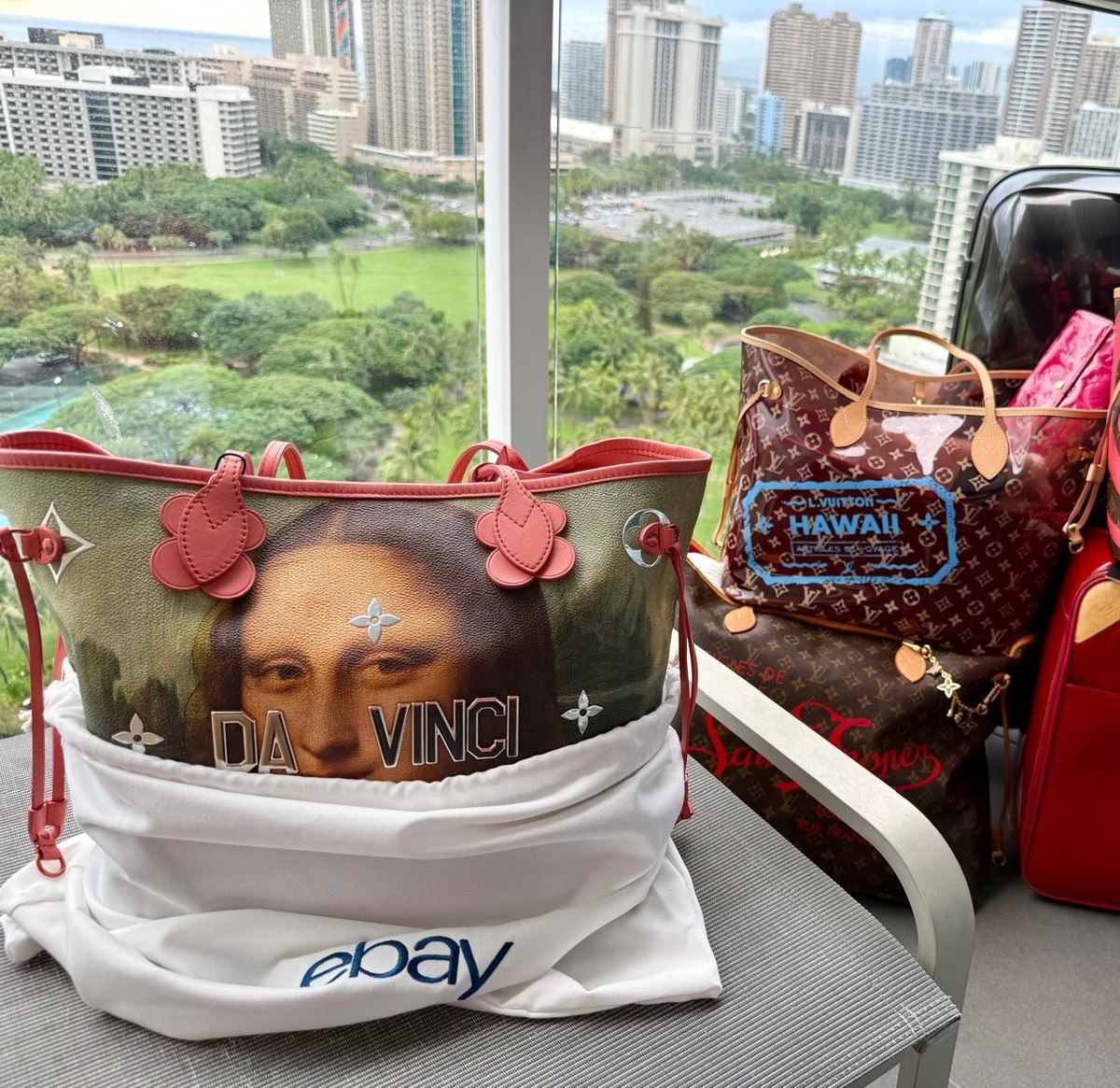 Louis Vuitton DA VINCI Mona Lisa Neverfull MM Bag Masters Cabas