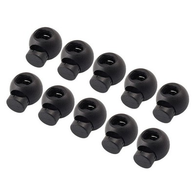 AKORD Federzug Rund Knebelstopper Schnurschlösser 1,8 x 1,5 x cm, schwarz 