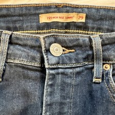Levi's 721 High Rise Skinny Blue Denim Jeans Womens Size 26 Premium Ripped