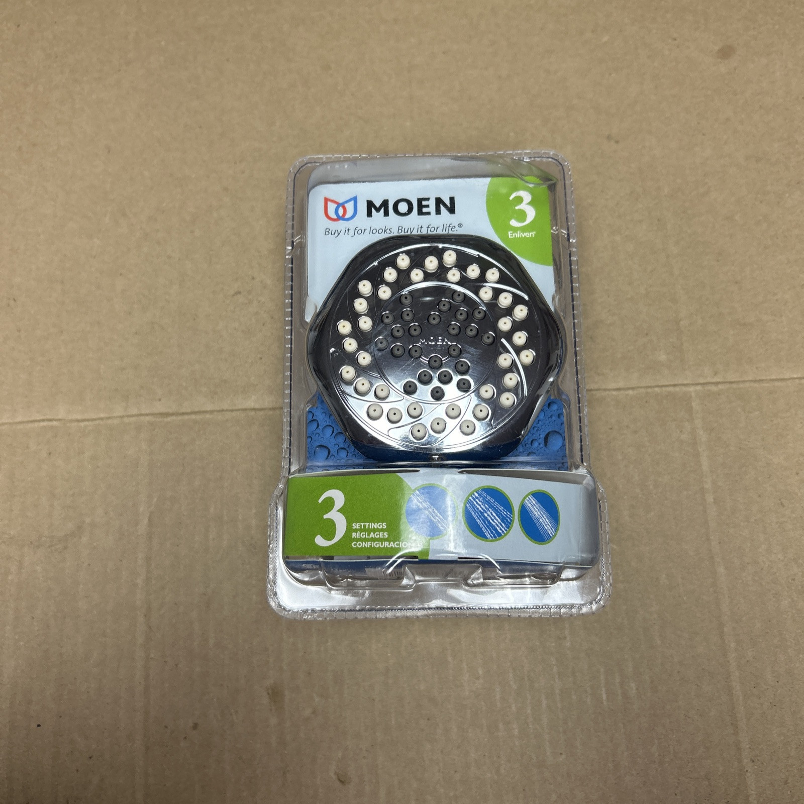 MOEN SHOWER HEAD 21313 ENLIVEN CHROME 3 SETTINGS SHOWERHEAD BATH- NEW SEALED