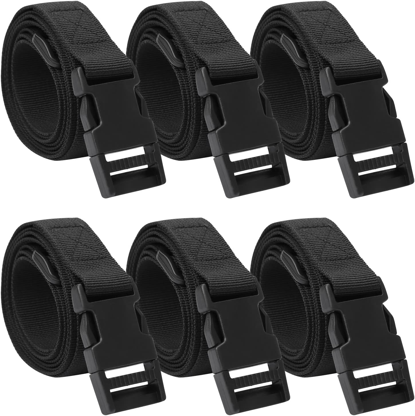6 Pcs Black Suitcase Straps, Nylon Webbing Strap 25Mm with Quick Release Buckle,