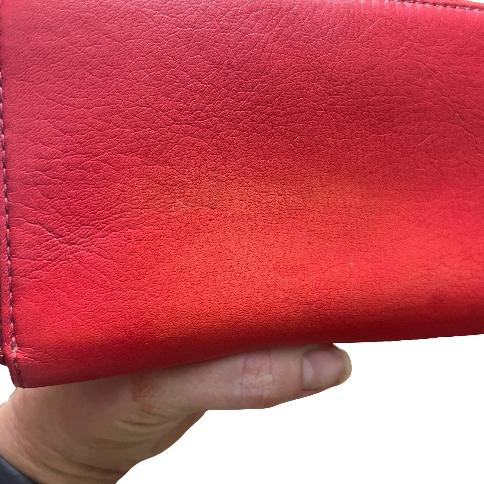 Coach Red Leather Accordion Zip Around Wallet Wristlet Horse Carriage Logo thumbnail 5