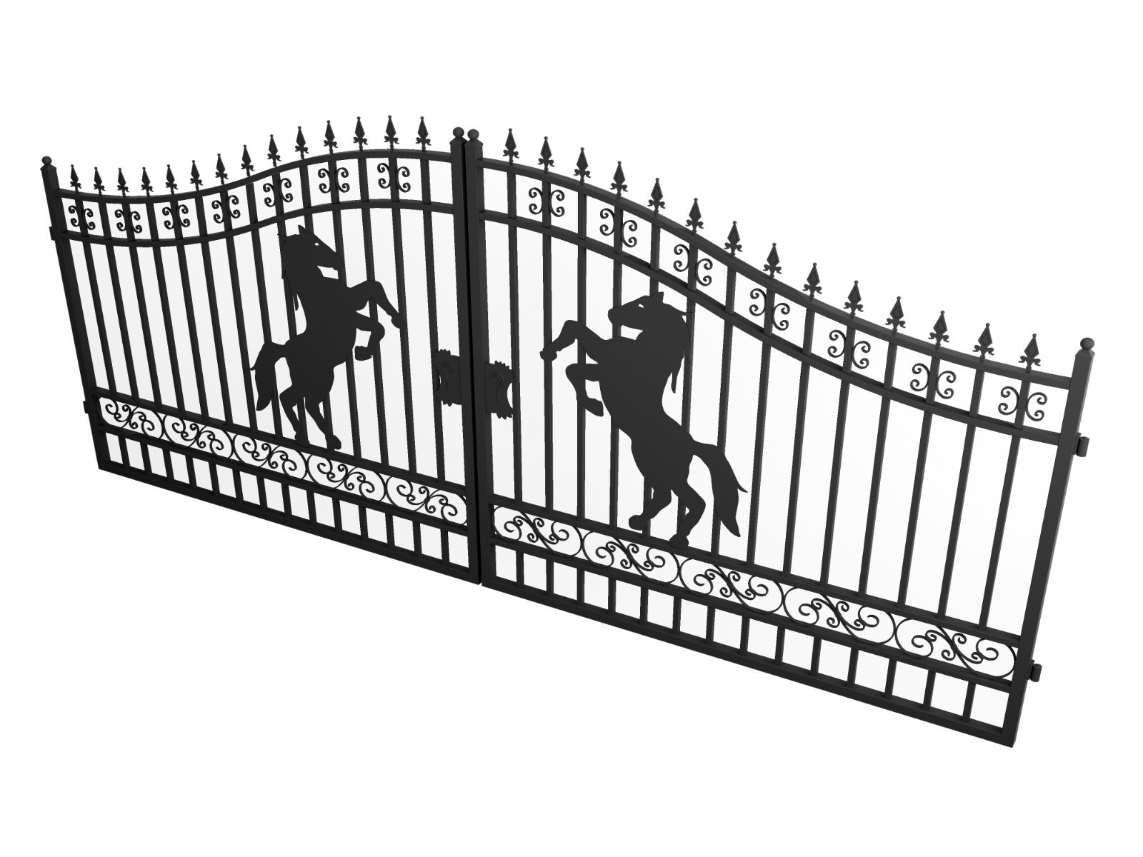 Chery 14FT Dual Swing Iron Gate for Driveway Anti-Rust Outdoor Gate Horse Style
