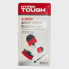 HYPER TOUGH 4-Piece Drill Attachment Scrub Brush Cleaning Set, Nylon, Red/Black