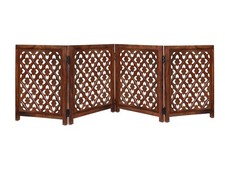 Wooden Foldable Pet Dog Safety Gate - 4 Panels Lattice 20 W x 24 H - Hand Car...