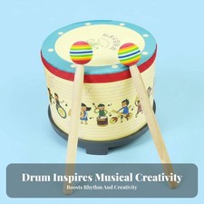 Double-Sided festival Drum Includes Drumsticks and Strap child's Marching Drum