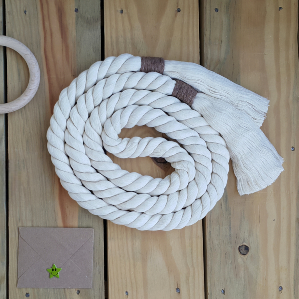 Nautical Rope Belt, Handmade Cream Tassel Macrame Thick  display picture 2