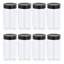 5oz/ 150ml Round Plastic Jars with Black Screw Top Lid for Storage 15Pcs