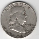 1949 S FRANKLIN HALF DOLLAR 90% SILVER SAN FRANCISCO .50¢ UNITED STATES AMERICA