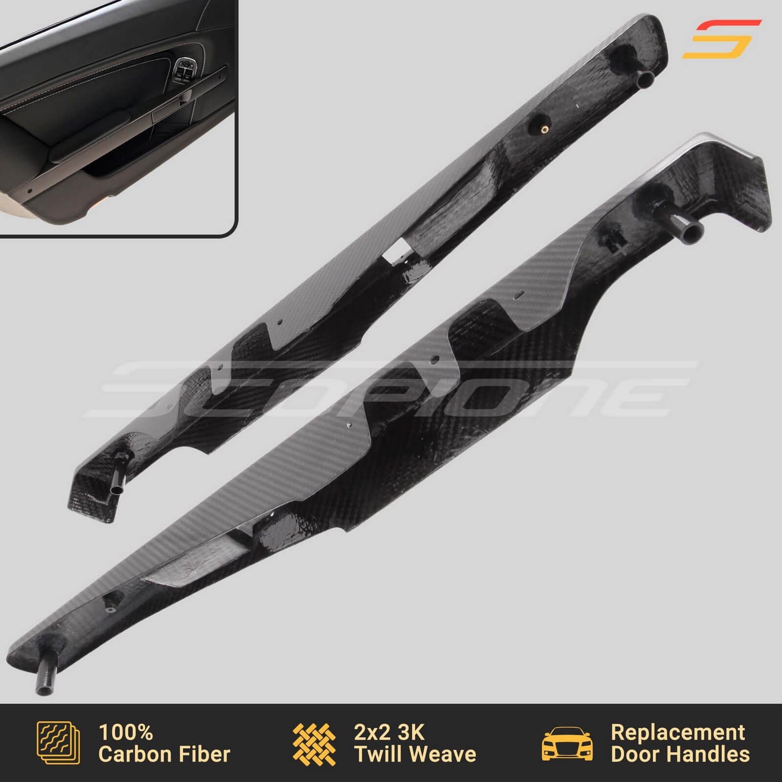 Scopione Carbon Fiber Door Handles for Aston Martin 05-17 Vantage DB9 Virage