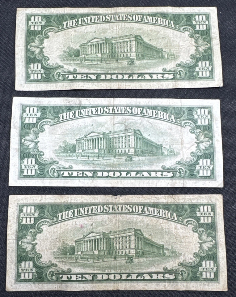 1950 $10 DOLLAR BILL Boston, NYC,  Estate Sale Find Lot of 3 bills.  - Image 2 of 2