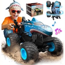 Monster Truck Toys - Remote Control Monster Truck with Light  Blue Shark