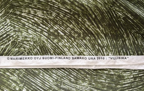 2 Yds + Marimekko Villisika Green Fabric 100% Linen Oyj Suomi Finland Sawako Ura - Picture 2 of 2