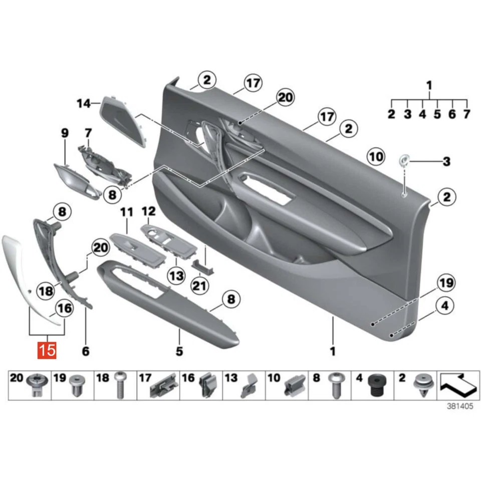 For BMW F22 F23 2Series 2014-2017 Inner Door Handle Pull Cover Trim Kit  - Изображение 3 из 4
