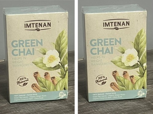 GREEN CHAI Tea Imtenan 100% Natural 2 Pack 18 Tea Bags each امتنان شاي اخضر - Picture 1 of 3