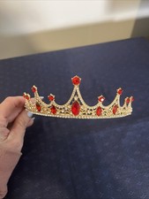 Beautiful Red White Gold Crown Princess Gorgeous Tiara